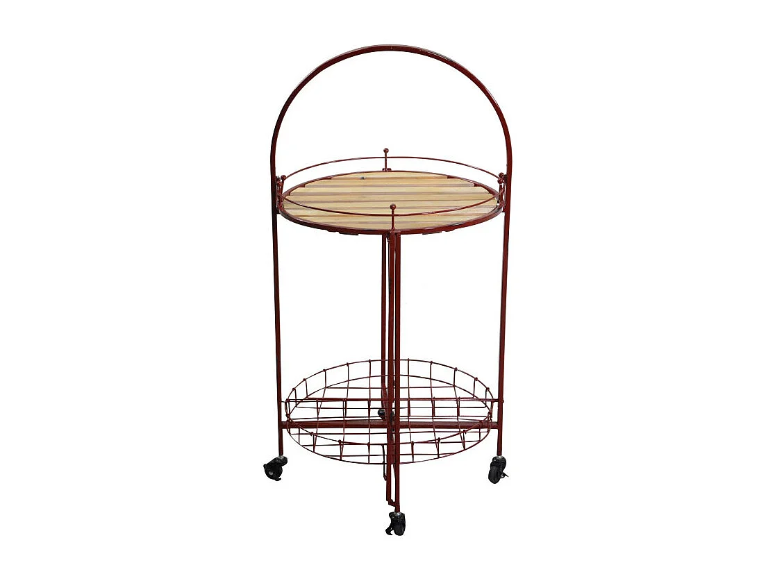 Tavolino metallo con ruote richiudibilerosso tondo cm ø49h67/98