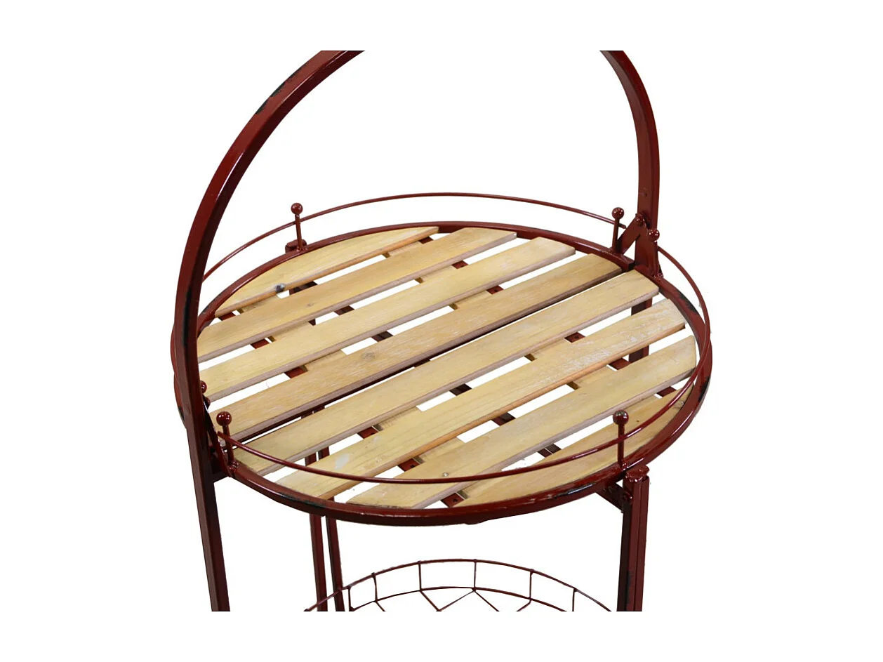 Tavolino metallo con ruote richiudibilerosso tondo cm ø49h67/98