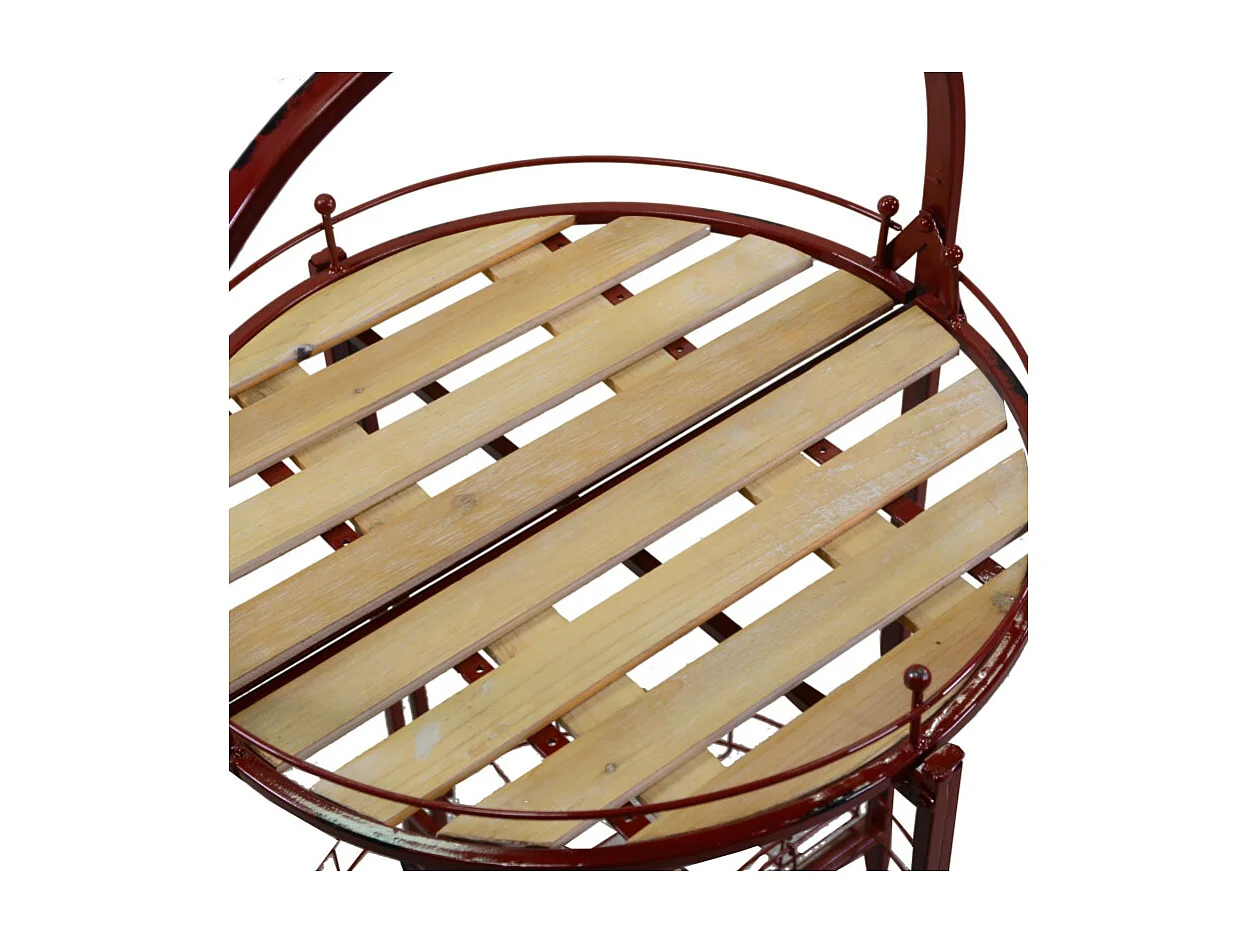 Tavolino metallo con ruote richiudibilerosso tondo cm ø49h67/98