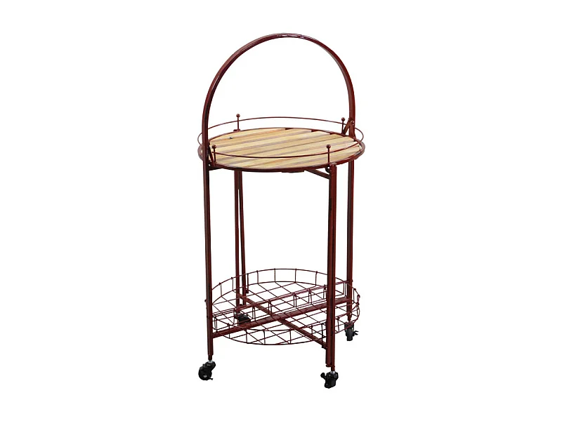 Tavolino metallo con ruote richiudibilerosso tondo cm ø49h67/98