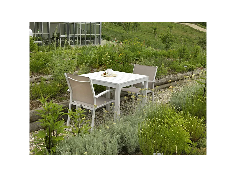 Tavolo alluminio sullivan bianco quadro cm 70x70h75