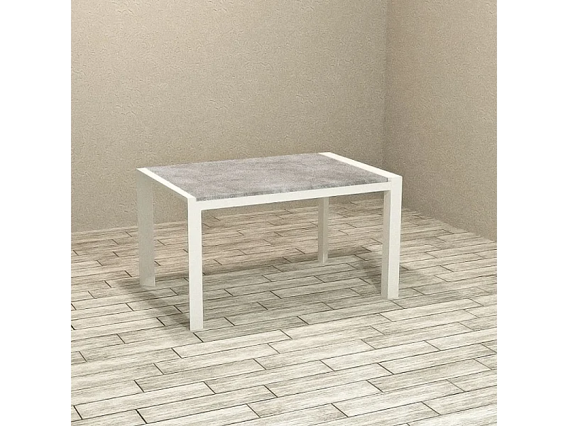 Tavolo rettangolare allungabile Golia 130x80 struttura bianco e piano cemento