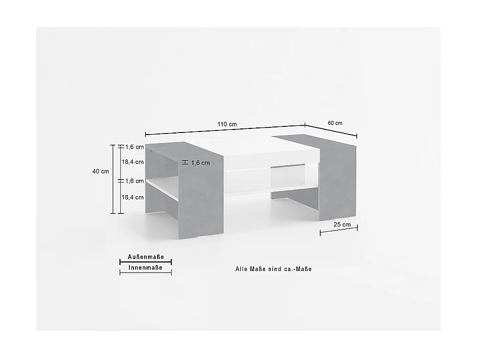Tavolino da caffè Cherry – Bianco Lucido/Report