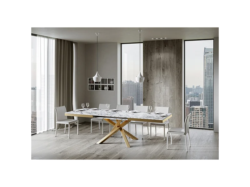 Tavolo allungabile 90x180/284 cm Volantis Evolution telaio Oro - Noce