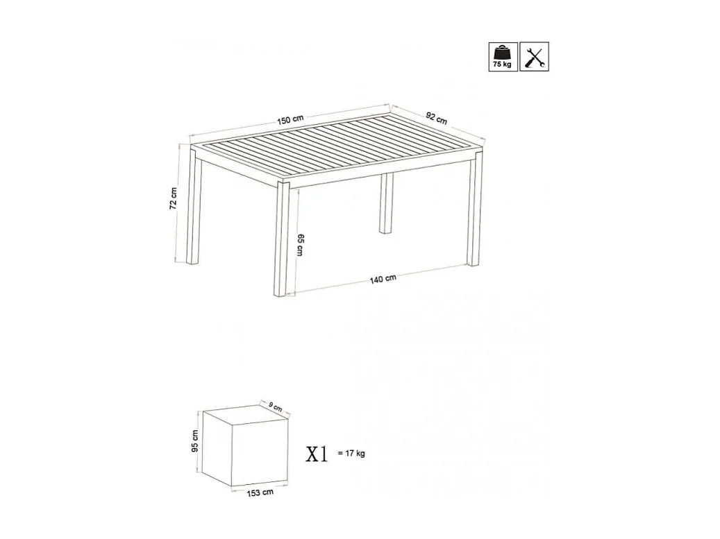 TAVOLO MILO 150 X 90