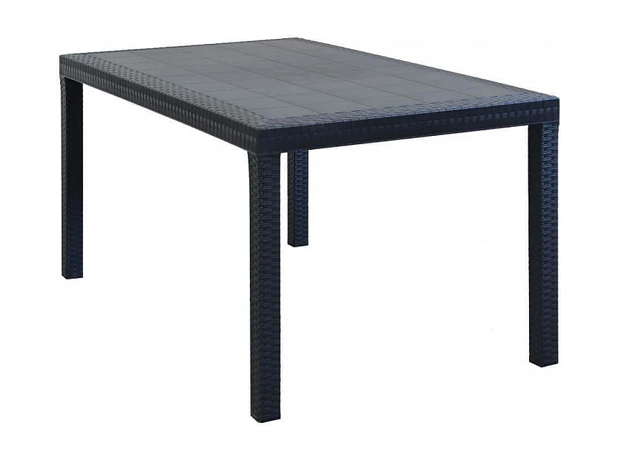 Mesa de jardín para exterior 150x90 cm de ratán y polipropileno Houston - Negro