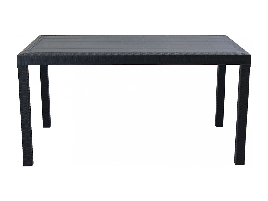 Mesa de jardín para exterior 150x90 cm de ratán y polipropileno Houston - Negro