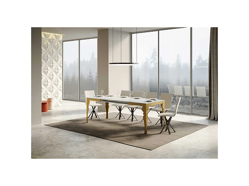 Tavolo allungabile 90x120/380 cm Paxon Evolution telaio Oro - Bianco Frassino