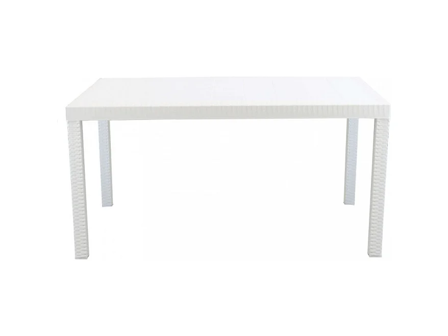 Rechteckiger Gartentisch Houston 150 x 90 cm aus geflochtenem Kunststoff - Weiß