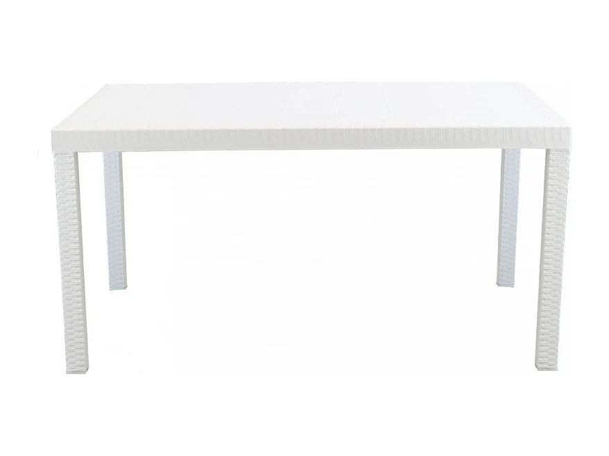 Tavolo da giardino rettangolare Houston 150 x 90 cm in plastica intrecciata - Bianco