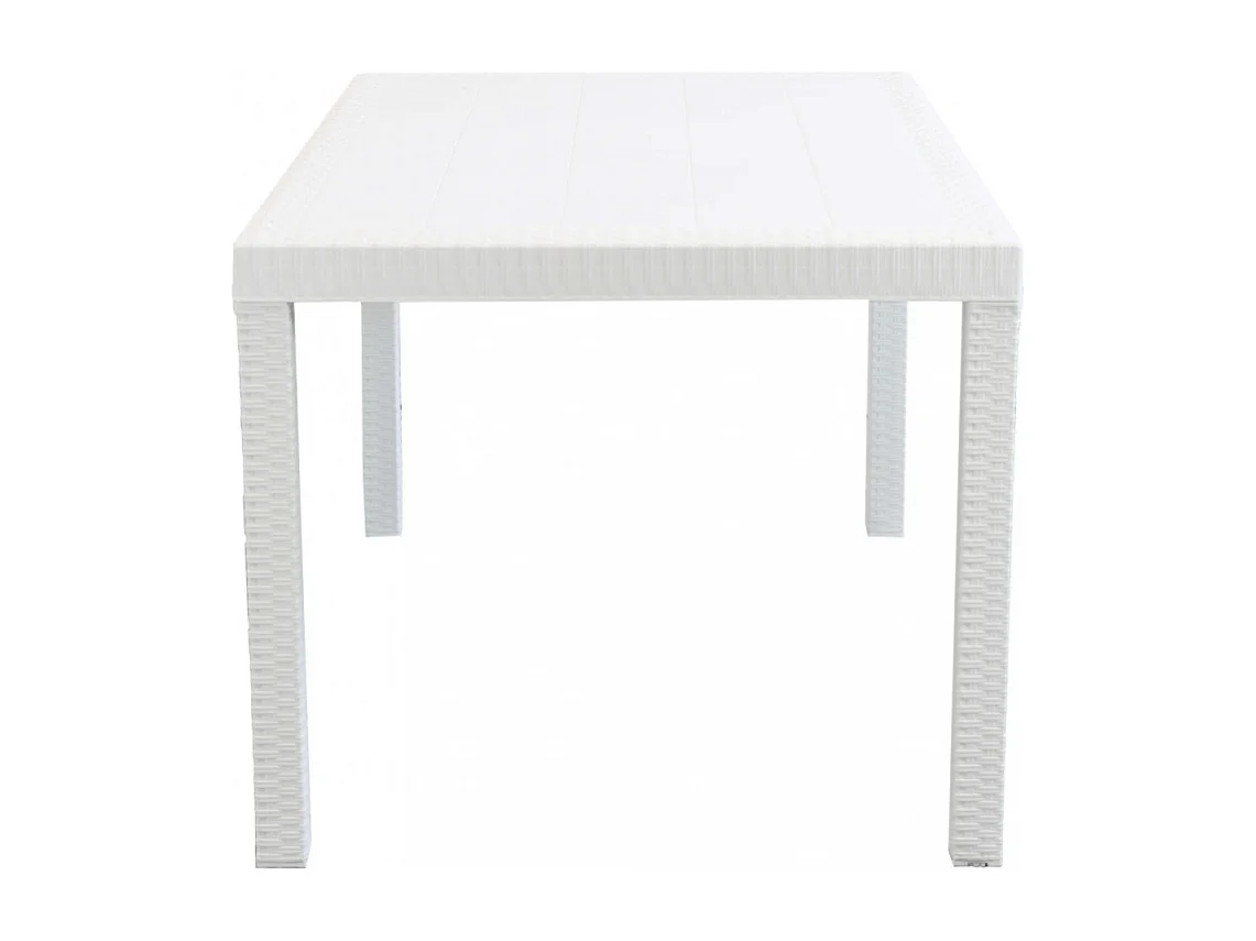 Tavolo da giardino rettangolare Houston 150 x 90 cm in plastica intrecciata - Bianco