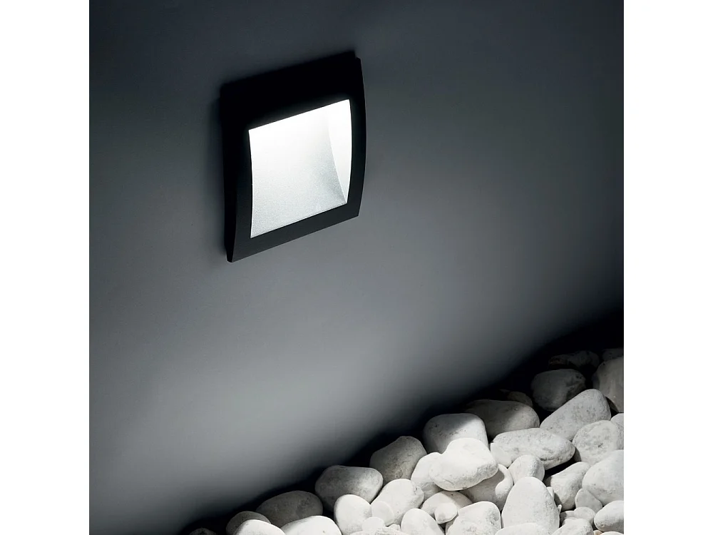 Applique LED da esterno quadrato da incasso a parete Antracite IP65, 3000K