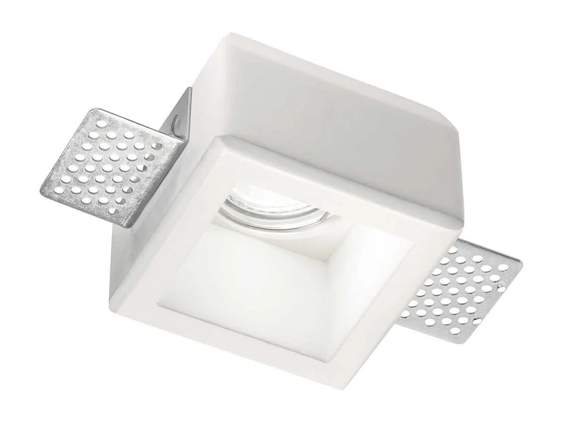 Faretto Ad Incasso Moderno Samba Square Gesso Bianco 1 Luce Gu10 D55Cm