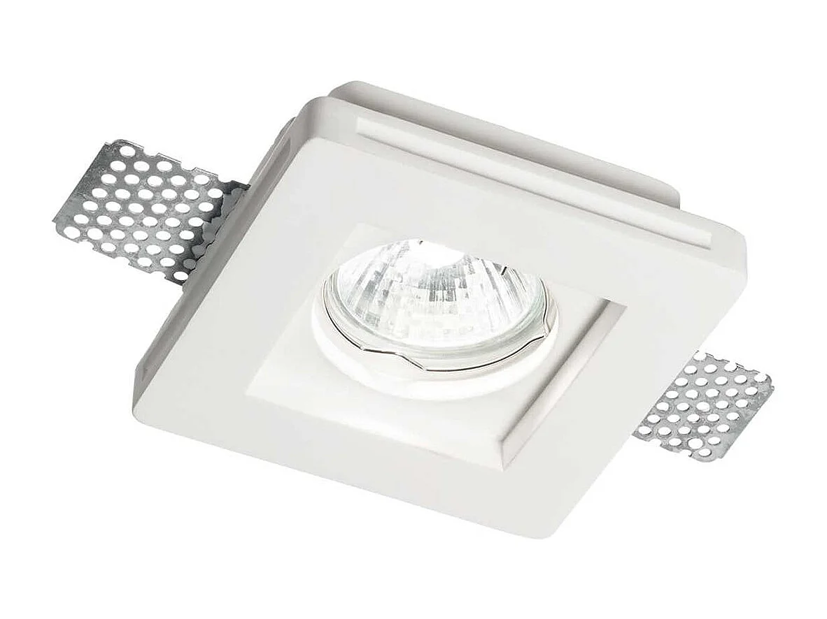 Faretto Ad Incasso Moderno Samba Square Gesso Bianco 1 Luce Gu10 D60Cm