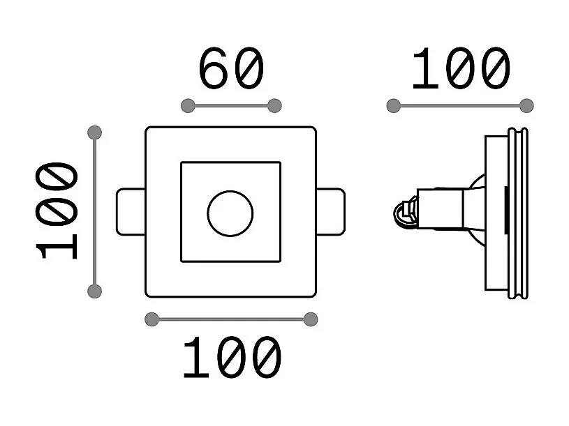 Faretto Ad Incasso Moderno Samba Square Gesso Bianco 1 Luce Gu10 D60Cm