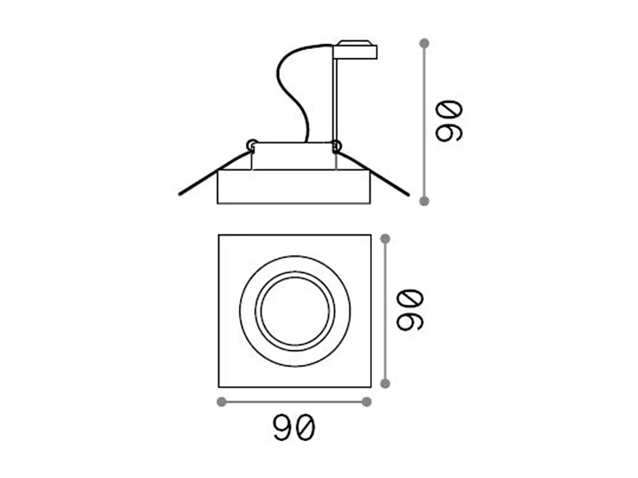 3 Faretti Incasso Quadrato Moderno Blues Alluminio Trasp. 1 Luce Gu10 5W 3000K