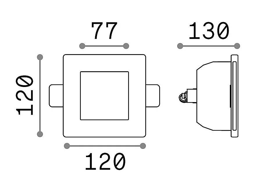 Faretto Ad Incasso Moderno Samba Square Gesso Bianco 1 Luce Gu10 D77Cm