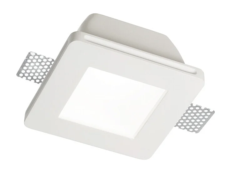 Faretto Ad Incasso Moderno Samba Square Gesso Bianco 1 Luce Gu10 D77Cm