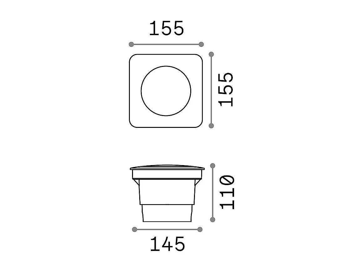 Faretto Da Incasso Moderno Gravity Square Materie Plastiche Nero 1 Luce Gx53 Big