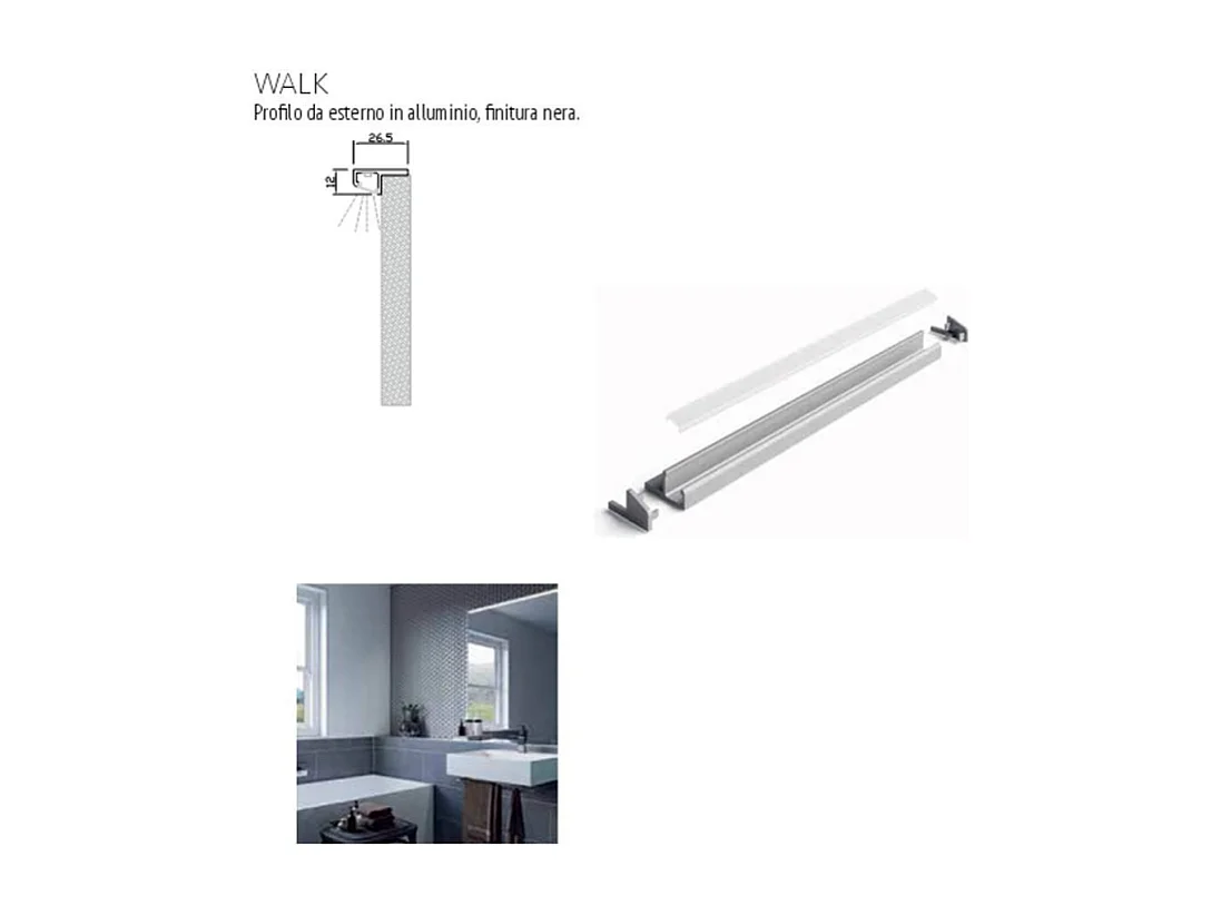 Profilo illuminazione LED Walk bagno 800 mm nero opaco