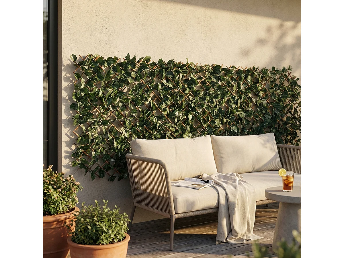 Ausziehbare synthetische Bambus-Hecke für den Außenbereich 200 x 100 x 6 cm Photinia