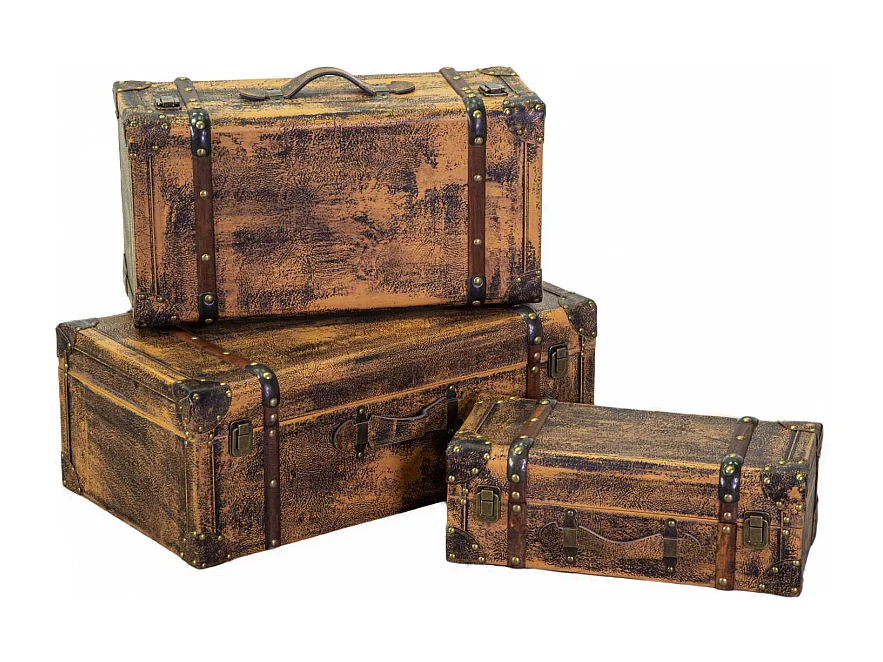 Baule valigia ecopelle 1-3 marrone cm 65x36h24