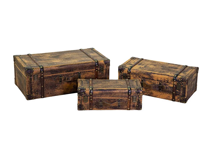 Baule valigia ecopelle 1-3 marrone cm 65x36h24