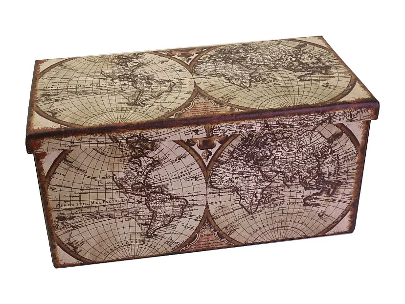 Baule ecopelle pieghevole mappamondo rettangolare cm 76x38h38