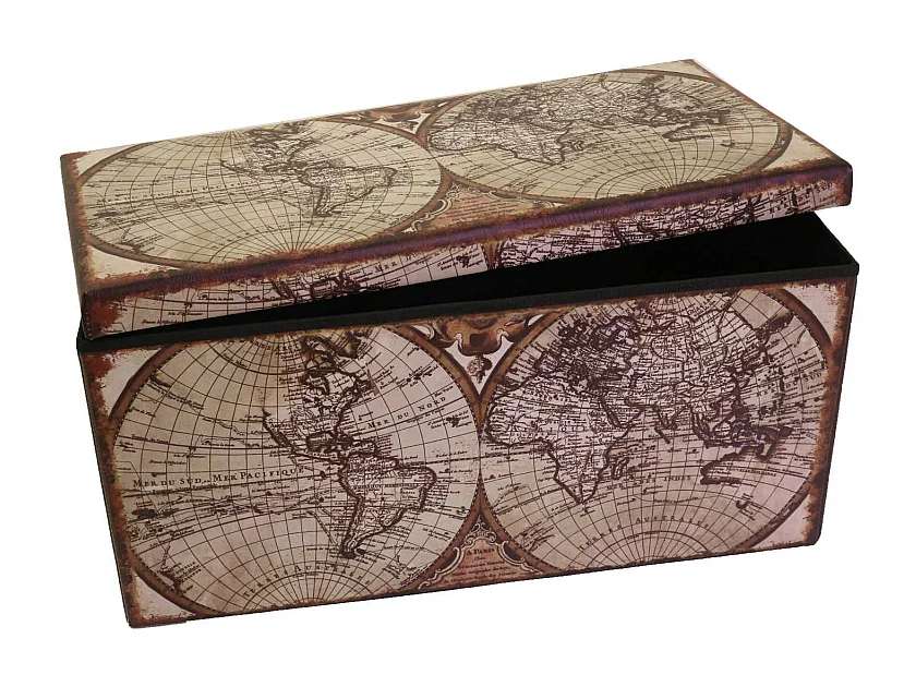 Baule ecopelle pieghevole mappamondo rettangolare cm 76x38h38