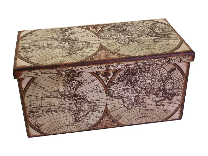 Baule ecopelle pieghevole mappamondo rettangolare cm 76x38h38