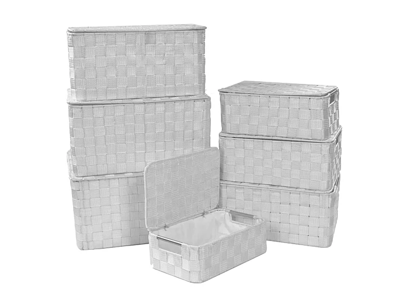 Scatola poliestere 1-7 bianco rettangolare con manici metallo cm 40x30h21,5