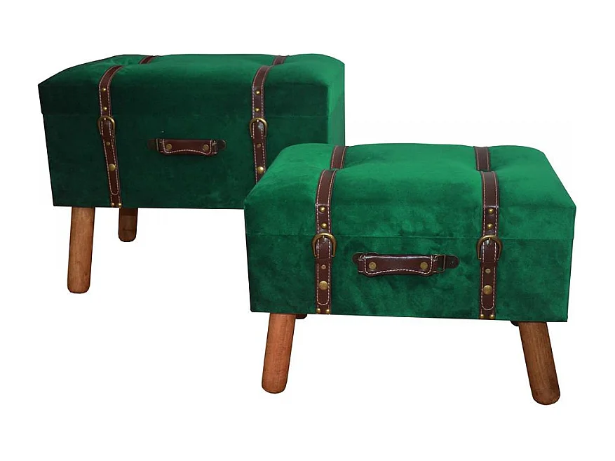 SET 2 BAULI DUNLOY VERDE CON PIEDINI E CINGHIE