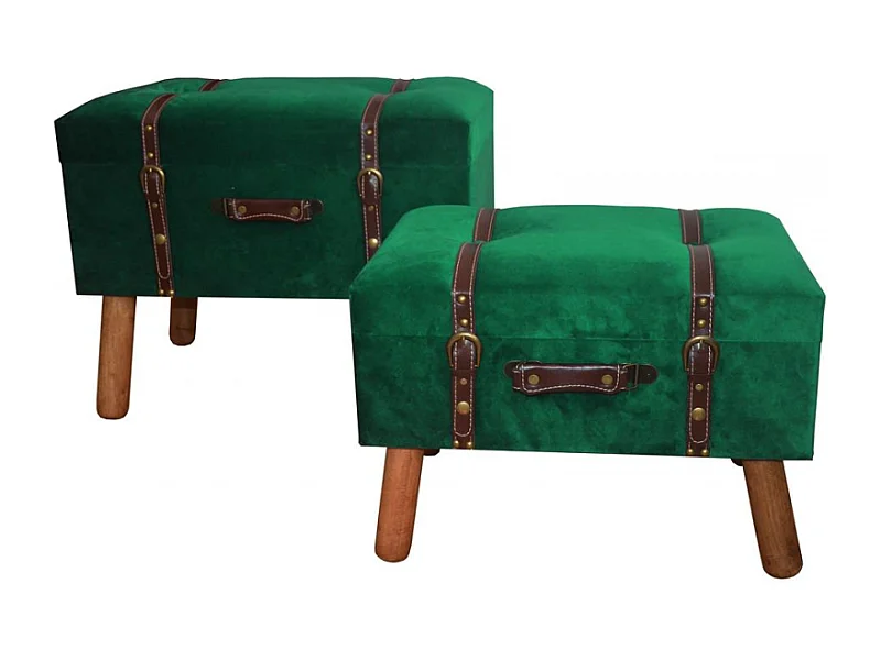 SET 2 BAULI DUNLOY VERDE CON PIEDINI E CINGHIE