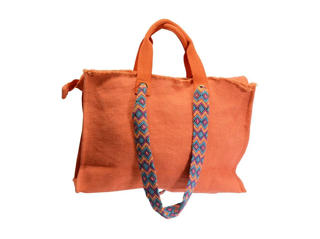 Borsa juta arancione cm 46xh32x14