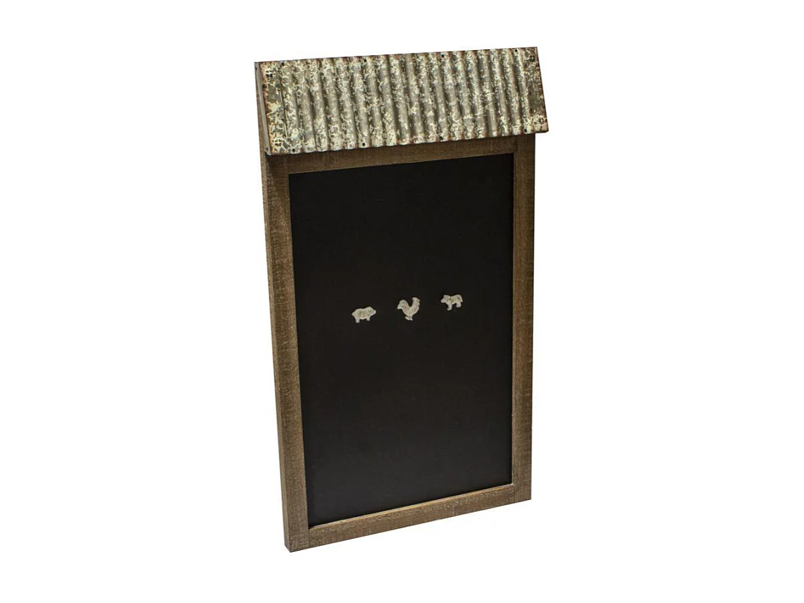 Lavagna legno metallo con tetto e 3 calamite animali rettangolare cm 45x78x7,5