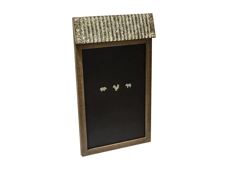 Lavagna legno metallo con tetto e 3 calamite animali rettangolare cm 45x78x7,5