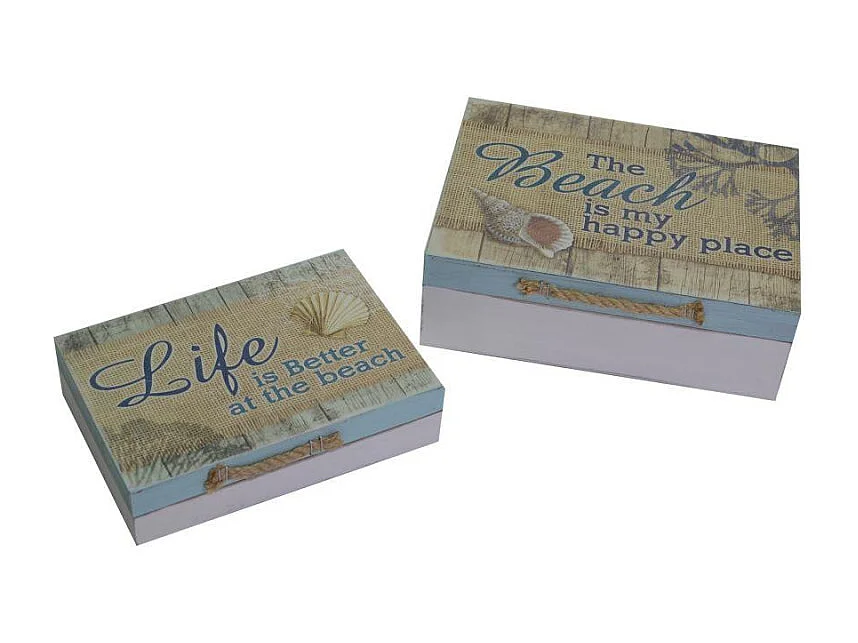 Scatola mare legno 1-2 conchiglia rettangolare cm 24x18h8