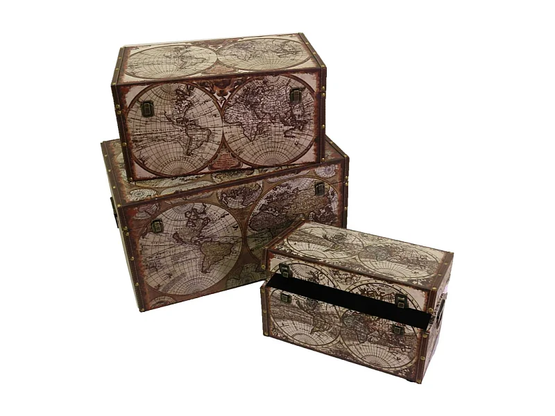 Baule ecopelle 1-3 mappamondo rettangolare cm 59x36h33