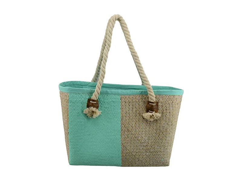 Borsa paglia africa verde acqua cm 43x19h27