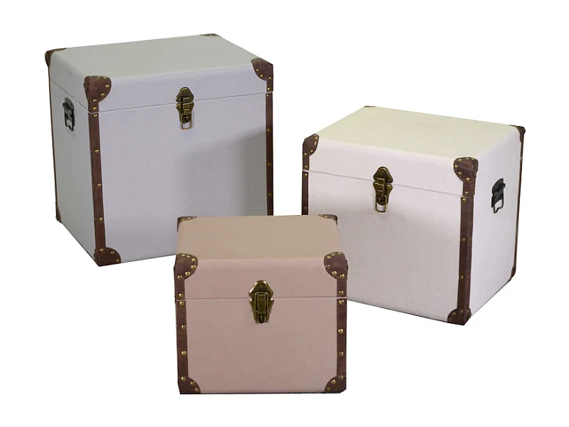 Baule ecopelle 1-3 naturale quadro cm 50x40h50