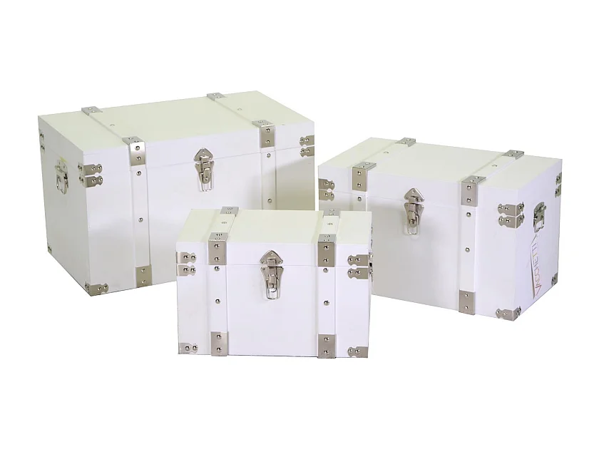 Baule legno 1-3 bianco rettangolare cm 58x34h35