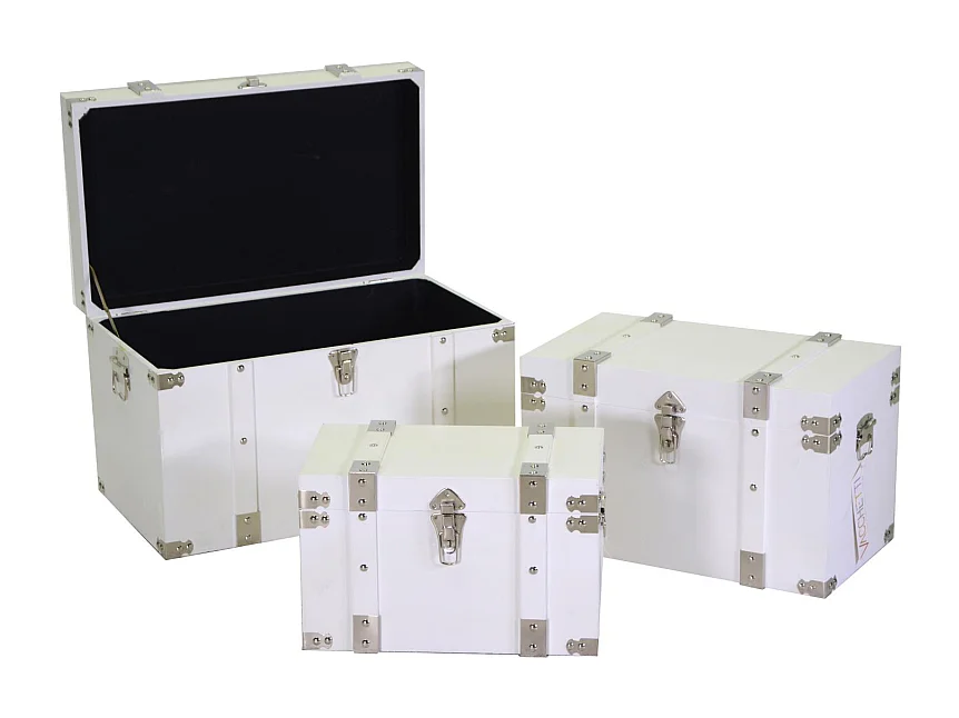 Baule legno 1-3 bianco rettangolare cm 58x34h35