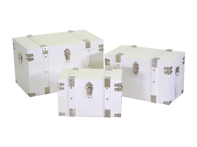 Baule legno 1-3 bianco rettangolare cm 58x34h35