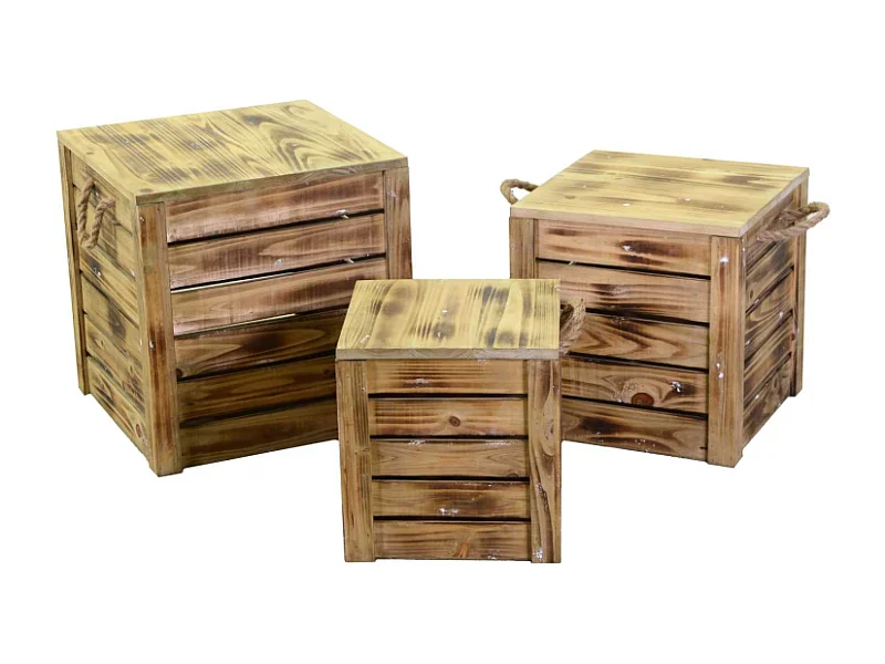 Scatola legno naturale 1-3 puff cm42x42h43,5