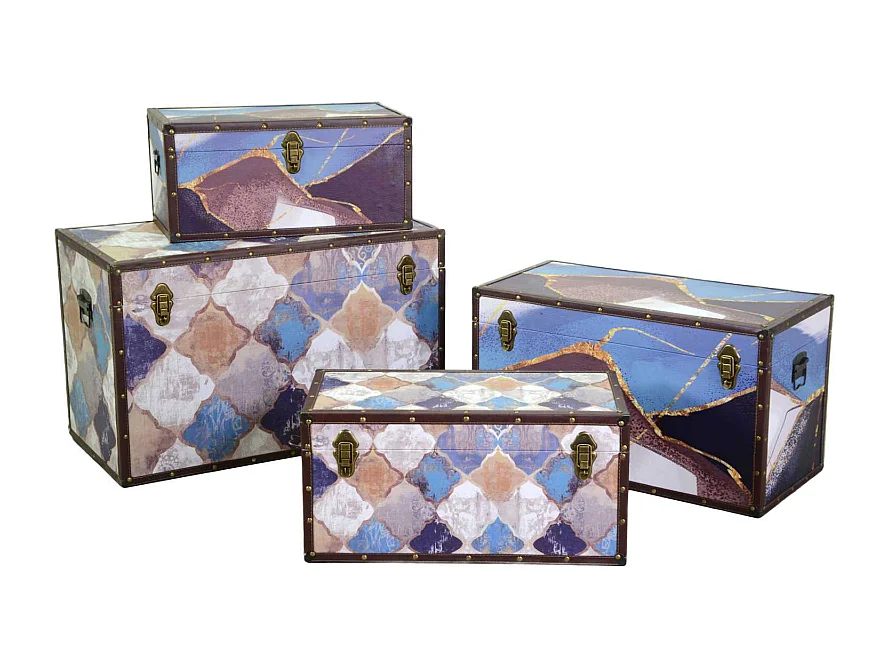 Baule ecopelle 1-4 blu marocco rettangolare cm 80x40h50