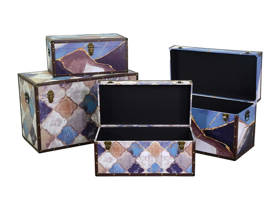 Baule ecopelle 1-4 blu marocco rettangolare cm 80x40h50