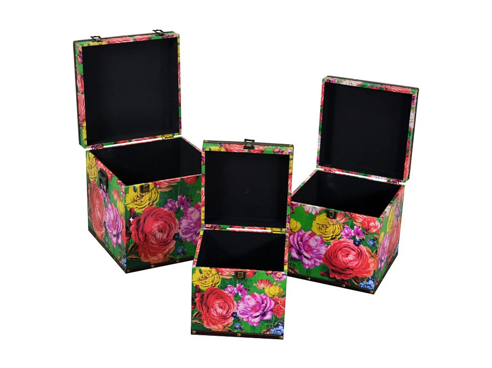 Scatola ecopelle 1-3 multicolor quadro cm 30,5x30,5h30,5