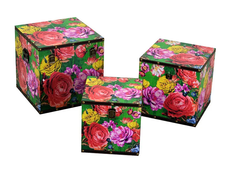 Scatola ecopelle 1-3 multicolor quadro cm 30,5x30,5h30,5