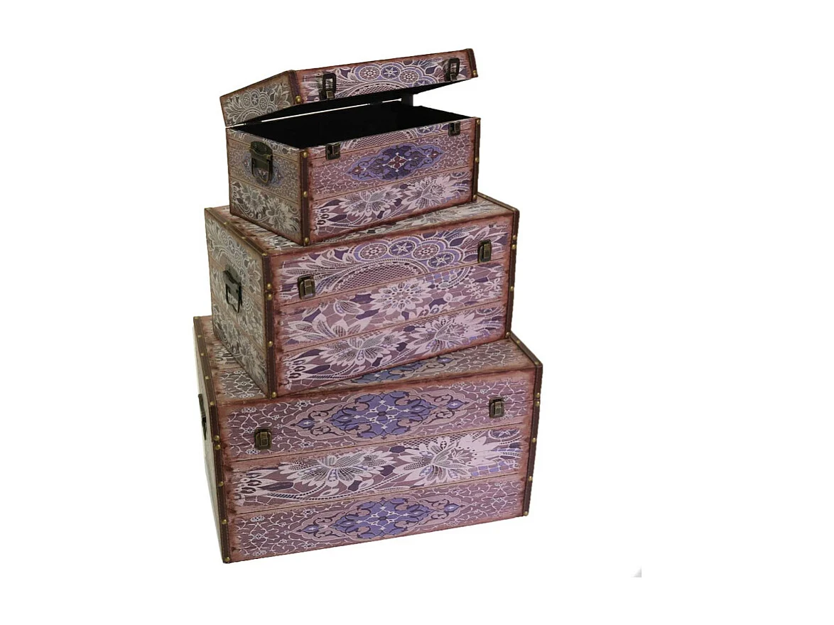 Baule ecopelle 1-3 grigio fiori rettangolare cm 59x36h33