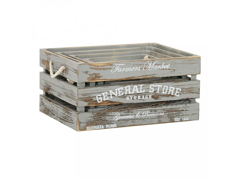 Lot de 4 boîtes de rangement décoratives en bois Patricia
